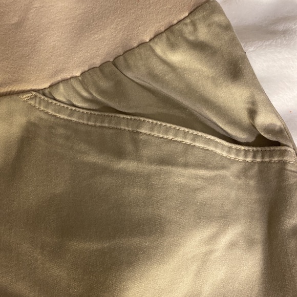 NEW planet motherhood maternity large satin Bermuda- khaki shorts - Picture 4 of 11